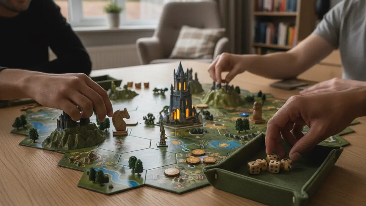 Spelers die geconcentreerd een strategisch bordspel spelen