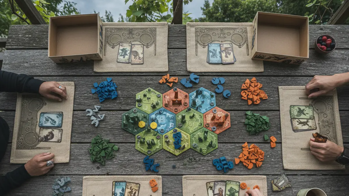 Twee personen spelen een duelspel bordspel aan tafel