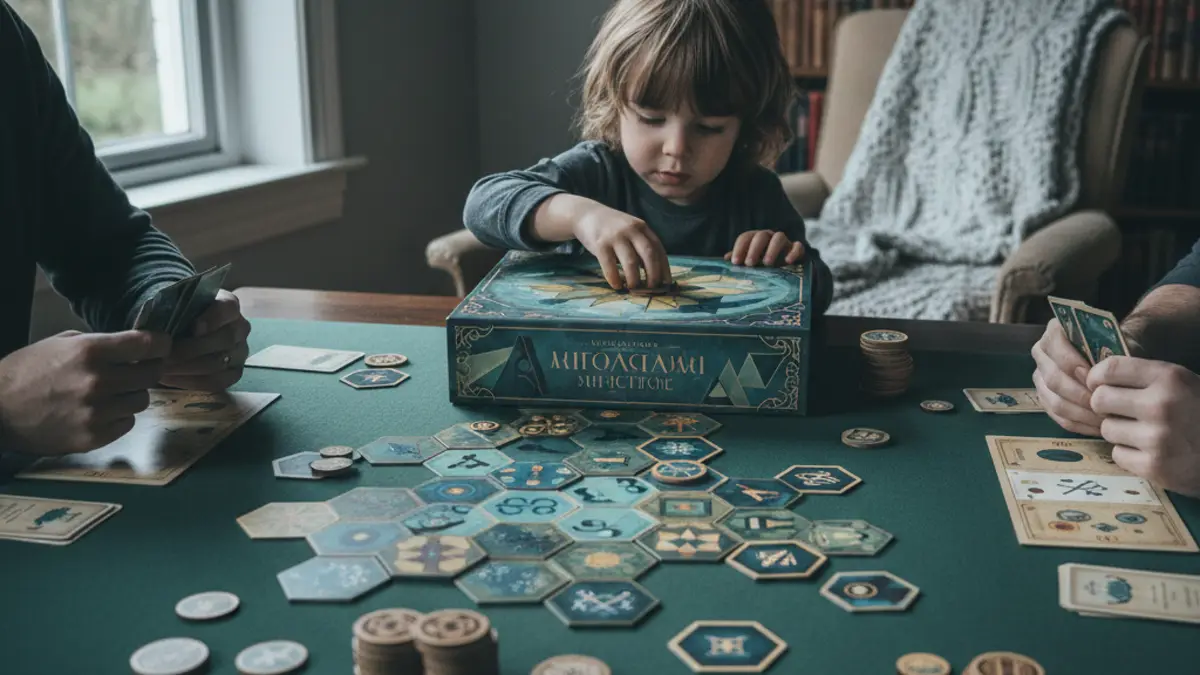 Kind dat geconcentreerd een speelstuk op een bordspel plaatst
