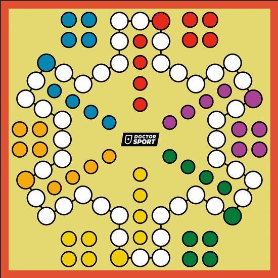 LUDO XXL - PVC-Zeil met Dobbelstenen en Pionnen - 6 Personen - 4x4 m