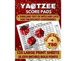 Yatzee Scoreblokken - Dobbelspel Notitieboek - Spelletjes Spelen - Grote Cijfers - A4 Formaat