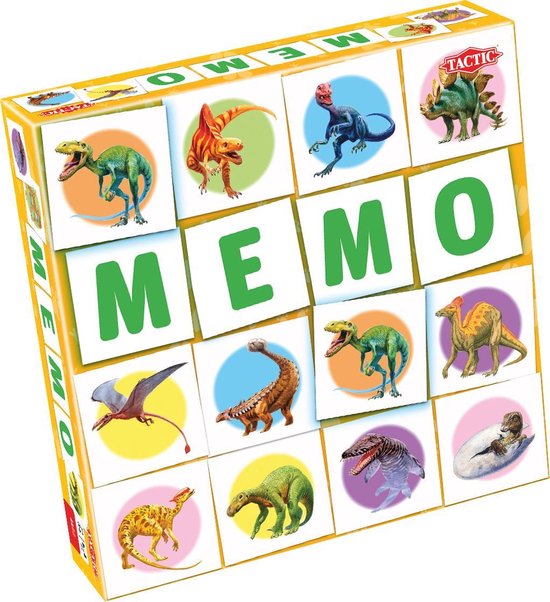 Tactic Memo Dino's - Memospel - Zoek de Juiste Paren - Kleurrijke Dinosaurussen en Prehistorische Reptielen - Educatief Gezelschapsspel voor Kinderen en Families - 2 tot 6 Spelers - Vanaf 3 Jaar