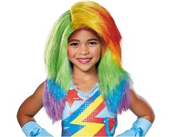 Kinderpruik - Verkleedpruik - Feestje of spel - Regenboog Kleuren - 48 cm - Meerkleurig