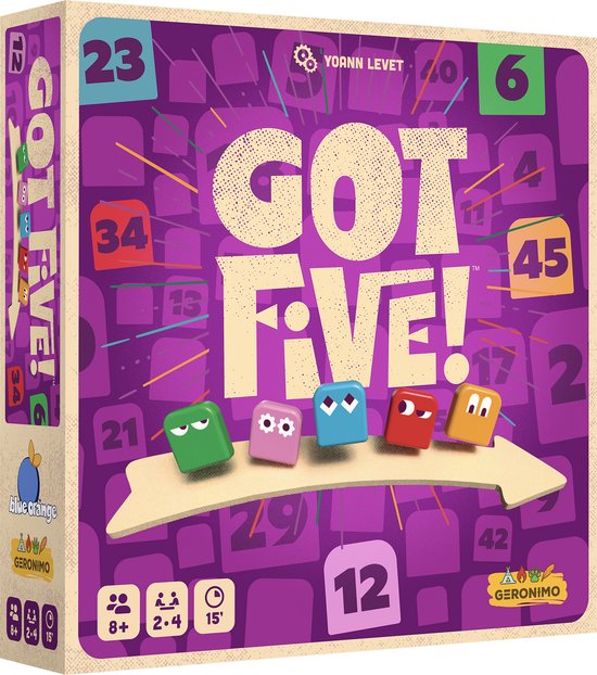 GOT FIVE ! - GERONIMO GAMES - BLUE ORANGE - VANAF 8 JAAR OUD - VAN 2 TOT 4 SPELERS - DEDUCTIESPEL