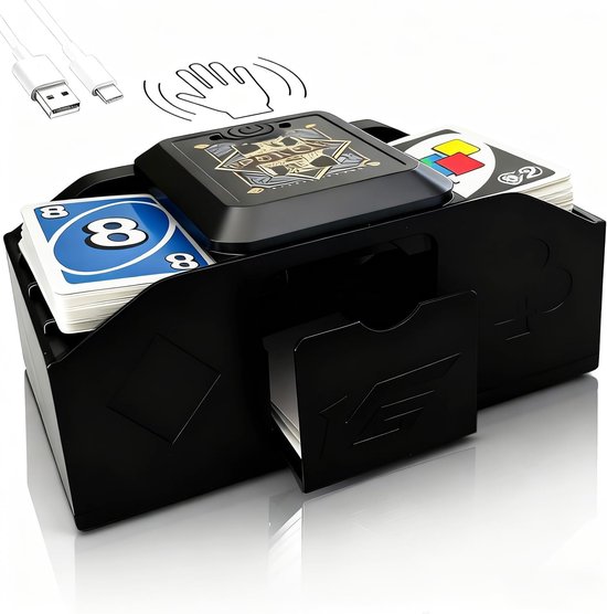 Thijox - Automatische kaartmenger voor 1-2 decks, elektrische kaartenmachine met USB/batterij, ideaal voor poker, UNO, fase 10 en meer