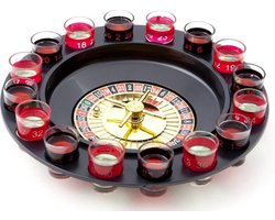 Drankspel Roulette met 16 shotglaasjes - shot roulette - drank roulette - drinkspel