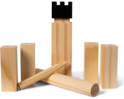 SENZA Kubb Spel - Houten kegels - Reiseditie - Compact strandspel - Met opbergzak - MINI versie