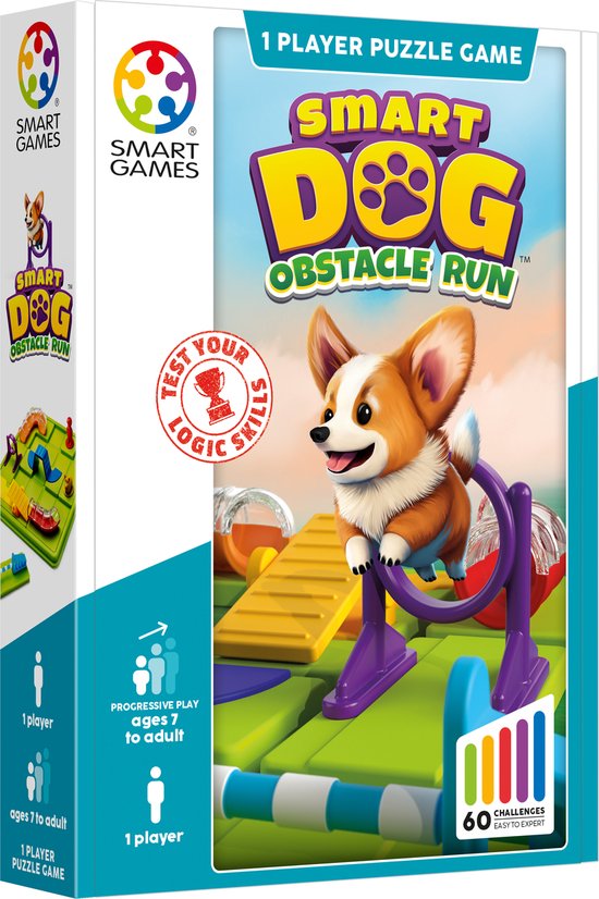 SmartGames Smart Dog - Logisch Denkspel - 60 uitdagingen - Compact Solospel voor Kinderen én Volwassenen - Vanaf 6 Jaar - Hondenschool - Corgi