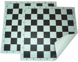 HOT Games schaakbord vinyl rolbaar 55 mm wit-zwart 51 cm bordspel.