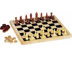 Chad Valley dambord en schaakbord - houten bordspellen - 2 of meer spelers - ontwikkel strategisch denken en probleemoplossend vermogen