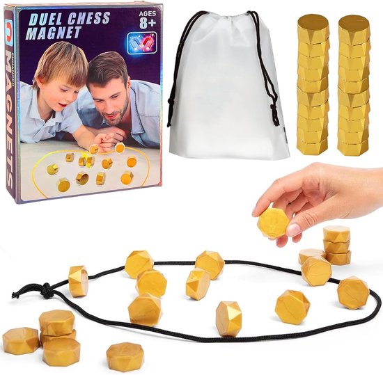Sander Shop Magnetisch schaakspel, tafelspel, magnetisch schaakspel, draagbaar magnetisch schaakspel, voor familiefeesten, verjaardagsfeestspelletjes