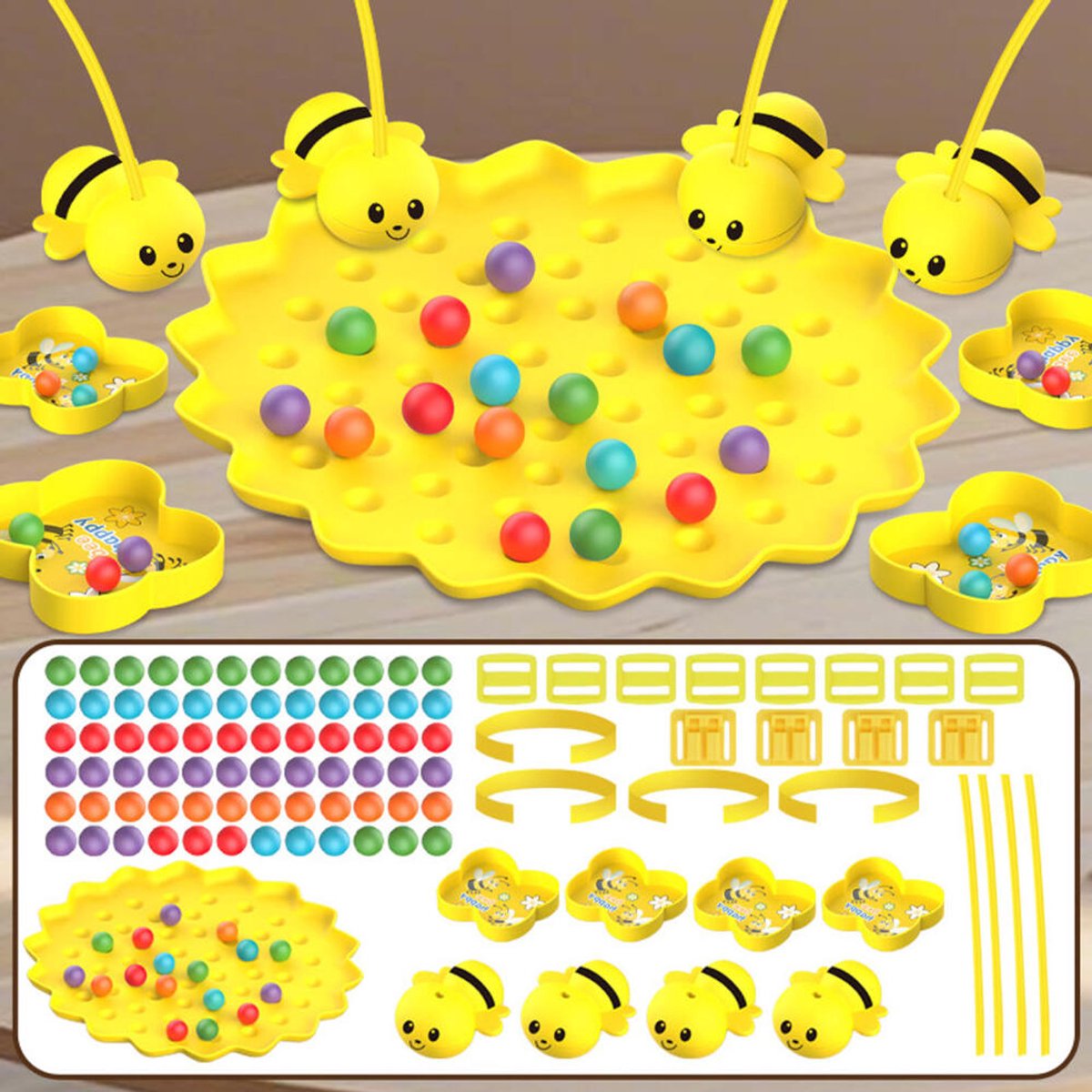 Magnetisch bijenbonen plukken - tafelvisspel - Magneet Speelgoed - Partyspel - familiebordspel voor 2 tot 4 spelers - Bordspel voor kinderen - Educatief Speelgoed - Sensorisch Speelgoed - Montessori - Jongens - Meisjes - Activiteitenbord - Veilig