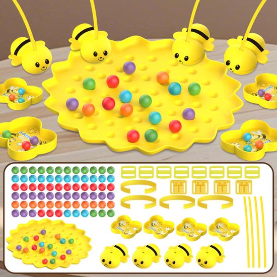 Magnetisch bijenbonen plukken - tafelvisspel - Magneet Speelgoed - Partyspel - familiebordspel voor 2 tot 4 spelers - Bordspel voor kinderen - Educatief Speelgoed - Sensorisch Speelgoed - Montessori - Jongens - Meisjes - Activiteitenbord - Veilig