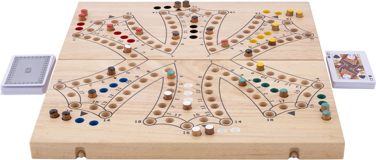 Toc Spel XL Opklapbaar 6 Spelers – Houten Bordspel – Extra Groot Strategiespel – Gezelschapsspel voor 2 tot 6 Spelers – Reisvriendelijk Bordspel – Engelhart