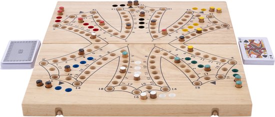 Toc Spel XL Opklapbaar 6 Spelers – Houten Bordspel – Extra Groot Strategiespel – Gezelschapsspel voor 2 tot 6 Spelers – Reisvriendelijk Bordspel – Engelhart