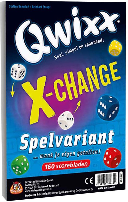 White Goblin Games - Qwixx: X-Change - Uitbreiding- 2 tot 5 spelers - Strategisch spel - Extra scoreblokken met nieuwe uitdagingen - Gezelschapsspel