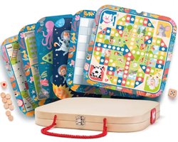 Woody 7 spellen in houten koffer