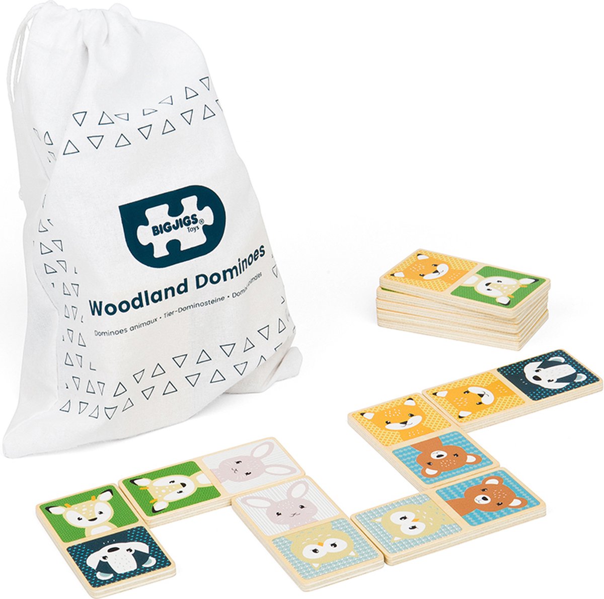 BigJigs houten dieren domino spel - FSC bosdieren educatief speelgoed.