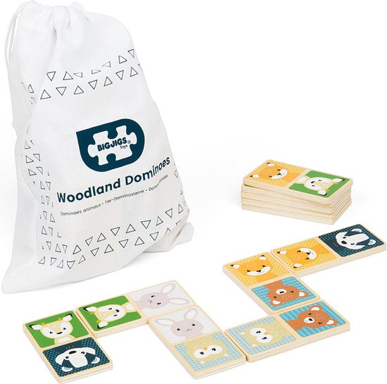 BigJigs houten dieren domino spel - FSC bosdieren educatief speelgoed.