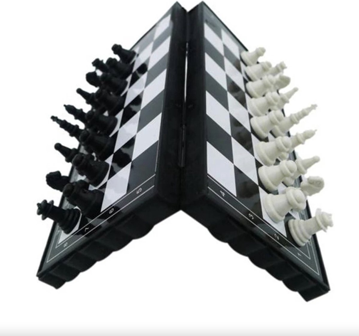 Borvat® | Opvouwbaar schaakbord | 13 x 13cm | mini schaak bord | Schaakspel | met schaakstukken | Schaakspellen | Magnetisch | Draagbaar