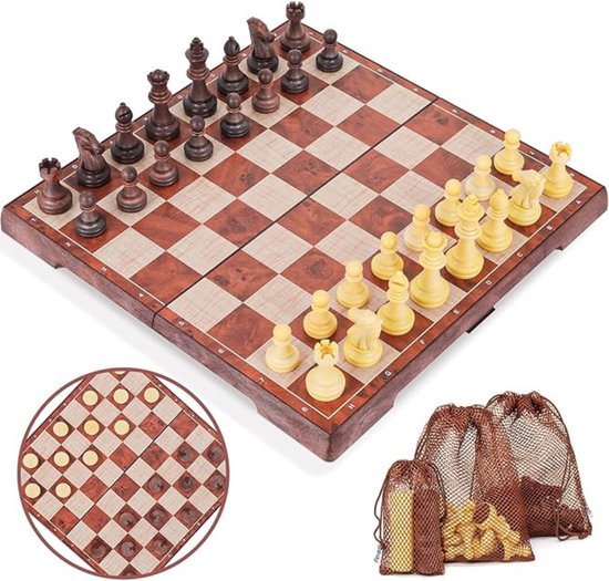 Zylo® Magnetisch Schaakspel - Magnetisch Schaakbord - Schaakbord - 38x38x3cm - Bruin