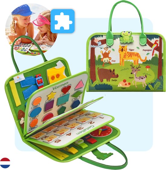 Mauzek® Busy Board Bos - Nederlands - Montessori speelgoed - Activiteitenboek - Sensorisch Speelgoed - Reisspeelgoed - Educatief Speelgoed - Peuter Speelgoed - Jongens - Meisjes - Voor in de auto - Voor onderweg - 3 jaar - 4 jaar - 5 jaar - 6 jaar