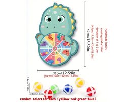 Dinosaurus Kleefbal Dartbord Set – Inclusief 6 Kleefballen – Mikspel voor Kinderen – Indoor & Outdoor Speelgoed – Educatief Bordspel – Textielmateriaal – Veilig voor Peuters en Kleuters – Cadeau voor 3 Jaar en Ouder