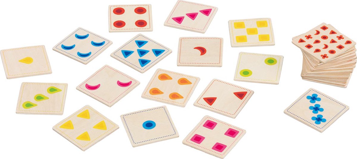 Sorteerspel: KLEUREN en VORMEN, kaarten 5x5x0,3cm, 30 kaarten, hout, 4+