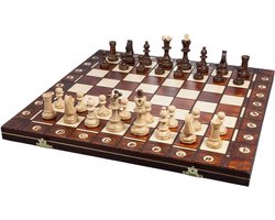 Schaakstenen - Hout - 40,6 x 40,6 cm - Handgemaakt Schaakspel met Vilten Bodem - Voor Beginners en Gevorderden