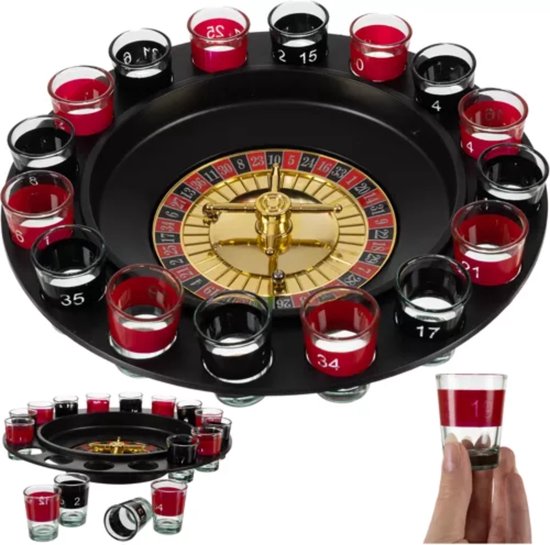 Malatec Alcohol roulette spel met 16 glazen - perfect voor elk feest