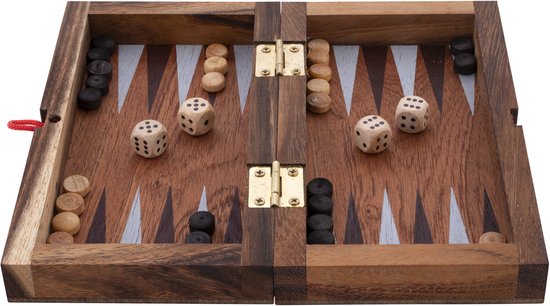 Schaak/Backgammon Opklapbaar Klein – Houten 2-in-1 Bordspel – Schaakspel & Backgammon – Klassiek Strategiespel – 2 Spelers – Compact Reisformaat – Engelhart