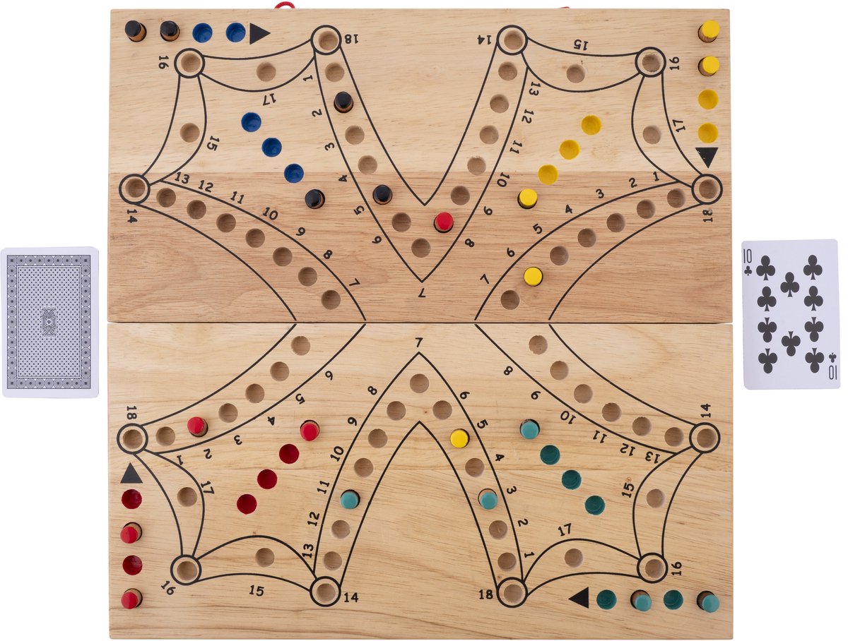 Toc Spel XL Opklapbaar 4 Spelers – Houten Bordspel – Extra Groot Strategiespel – Reisvriendelijk Gezelschapsspel – 2 tot 4 Spelers – Engelhart