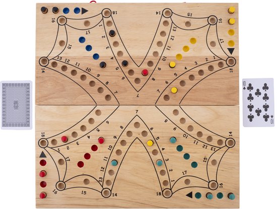 Toc Spel XL Opklapbaar 4 Spelers – Houten Bordspel – Extra Groot Strategiespel – Reisvriendelijk Gezelschapsspel – 2 tot 4 Spelers – Engelhart