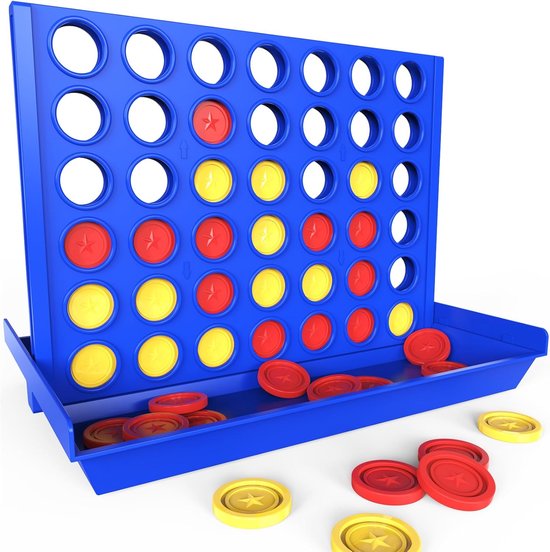 Go Groot formaat 4 op een rij bordspel voor kinderen van 3-8 jaar, perfecte educatieve familietuinspellen voor jongens en meisjes, strategiespel voor 2 spelers met 6 reserveschijven, opvouwbaar