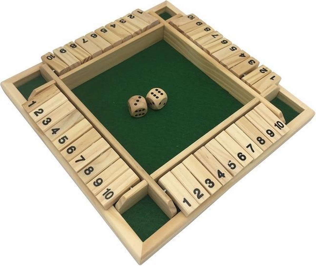 SIEPS Shut the Box - Houten dobbelspel voor 4 spelers - Educatief rekenspel