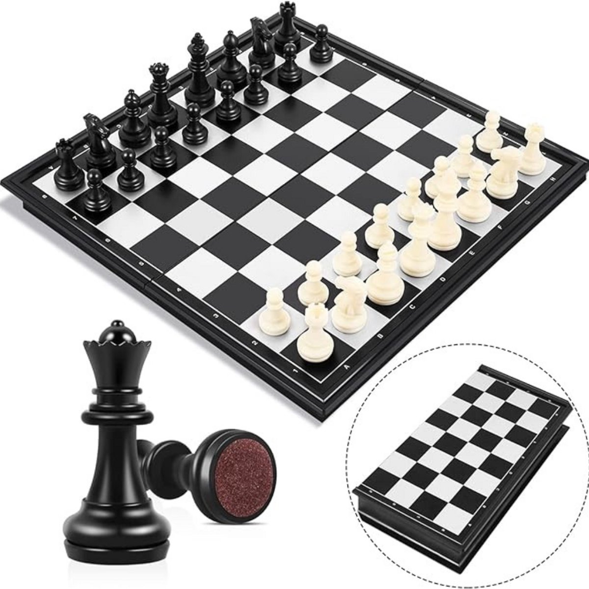 25x25x2cm — Zylo® Magnetisch Schaakspel - Zwart - Magnetisch Schaakbord - Schaakbord