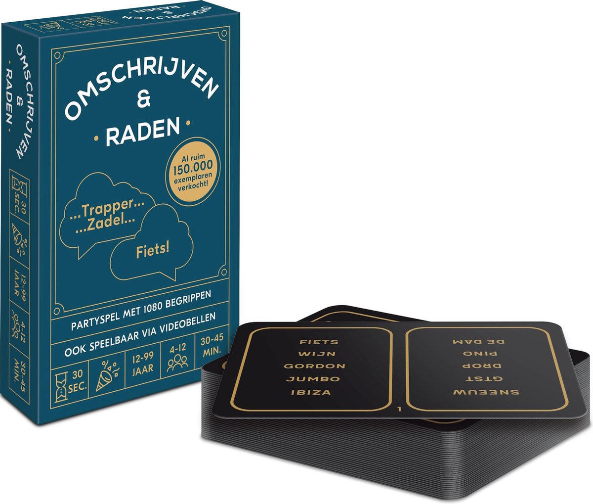 Omschrijven & Raden #1 - Kaartspel - 30 seconden tijdlimiet per 5 begrippen / totaal 1080 Nederlandse begrippen - pocketformaat raadspel / partyspel - 4-12 spelers (grote groepen)