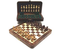 HOT Games schaakspel magnetisch acacia ingelegd 25x13cm klassiek.