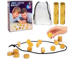 Magnet Duel Schaakspel - Magnetsteen Tafelspel met Trekkoord Opbergtas - Multiplayer Strategie Magnet Balans Spel voor Kinderen Volwassenen Gezin Reizen Interactief Bordspel Cadeau