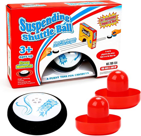 Air Hockey Hover Puck, zwevende hockeyset met 2 rode luchthockeyschuivers, elektrisch zwevende hockeyset, gesimuleerd hockeyspel voor kinderen en volwassenen