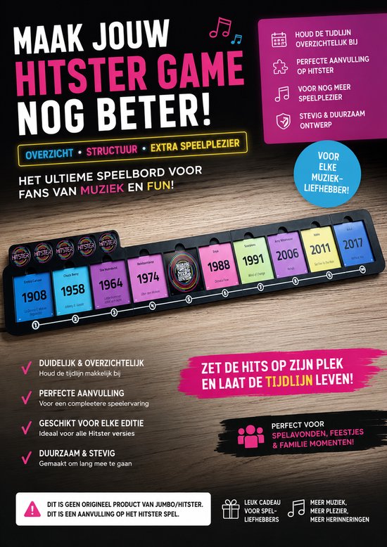 Hitster Kaartenbord – Accessoire voor Hitster Muziekspel – Bordspel Accessoire voor Spelavond & Muziekquiz - 3d print