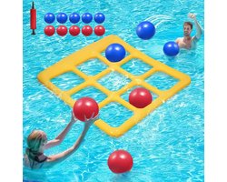 Boter-kaas-en-eieren-spel voor in het zwembad met handpomp en 10 ballen. Leuke zwembadspelset voor tieners, perfect voor zwemmen en waterspelletjes. Bordspelletjes, drijvend speelgoed voor in het zwembad, ideaal voor een feestje of buiten.