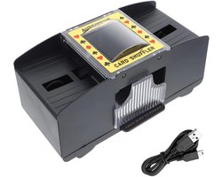 Oplaadbare kaartschudder, elektrische schudder voor twee kaartspellen, automatische pokerschudder, Skyjo, UNO en blackjack-schudder (USB + 4 AA-batterijen, model voor dubbel gebruik, batterijen niet inbegrepen)
