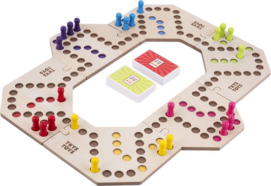 ThysToys Keezen Bordspel Connect Deluxe - Houten Keezenspel voor 3-6 spelers