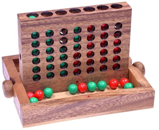 Vier op een Rij – Handgemaakt Houten Bordspel voor 2 Spelers | Klassiek Strategiespel voor Jong & Oud | Cadeau Kinderen & Gezin | Uit de Oude Doos