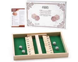 Flero Shut The Box, Houten Dobbelspel, Klepspel - 2 Spelers Duel Bordspel met Scheidingswand en 4 Dobbelstenen - Montessori Tactiek- en Rekenspel voor Kinderen en Volwassenen vanaf 3 Jaar - Reisspel, Cadeau