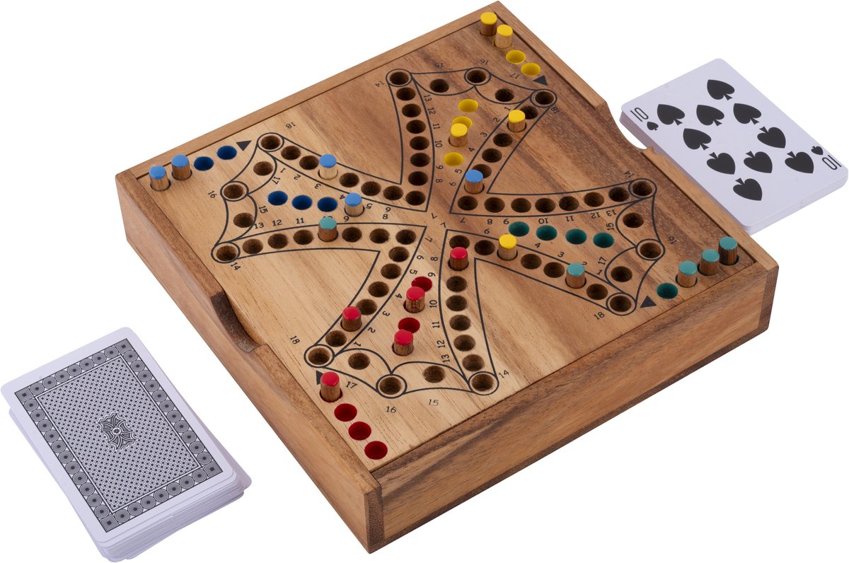 Toc Spel 4 Spelers – Houten Bordspel – Klassiek Strategiespel – Gezelschapsspel voor 2 tot 4 Spelers – Reisvriendelijk Bordspel – Engelhart