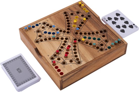 Toc Spel 4 Spelers – Houten Bordspel – Klassiek Strategiespel – Gezelschapsspel voor 2 tot 4 Spelers – Reisvriendelijk Bordspel – Engelhart