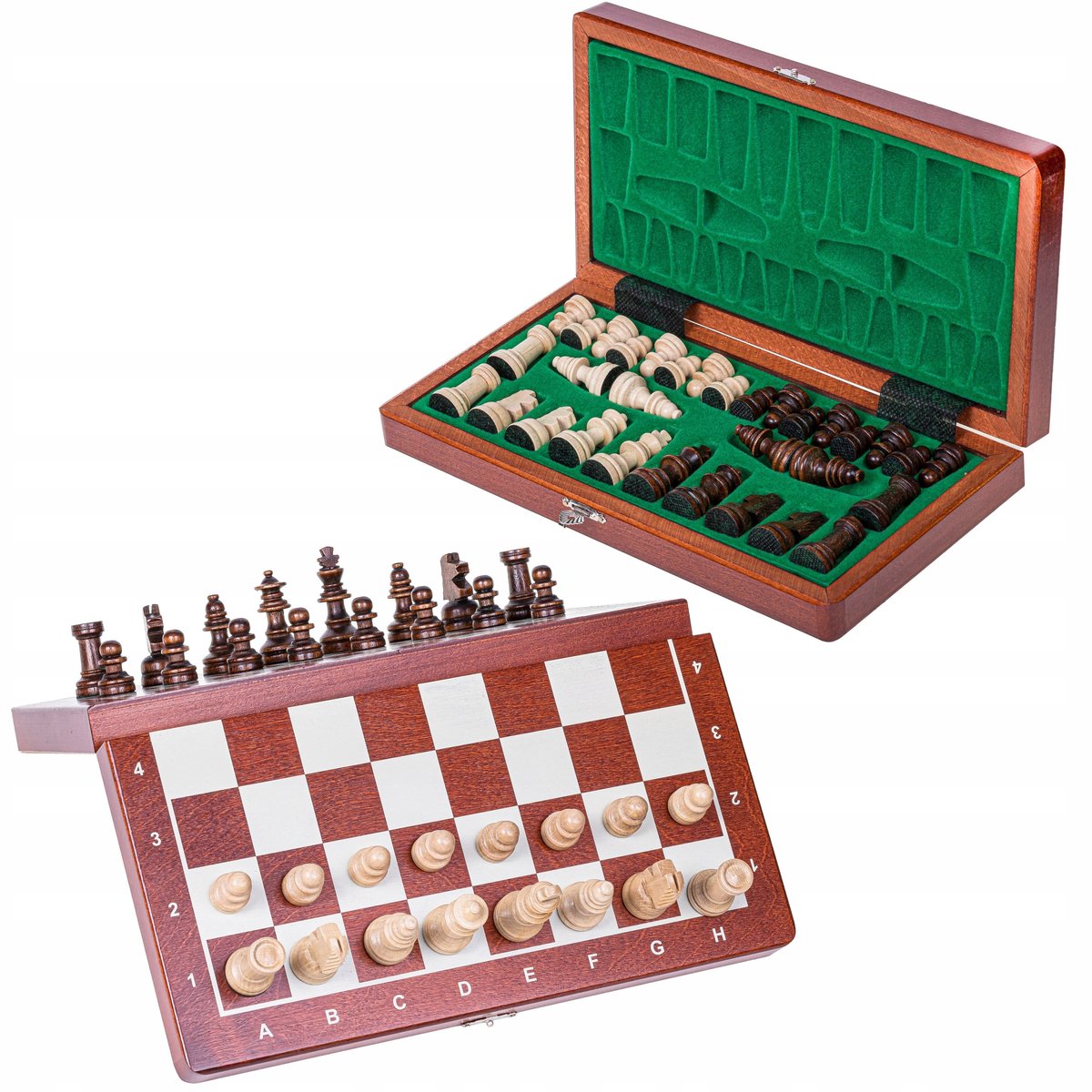 Houten Schaakspel Magnetisch 27x27 cm - Handgeschilderd Bord en Magnetische Stukken