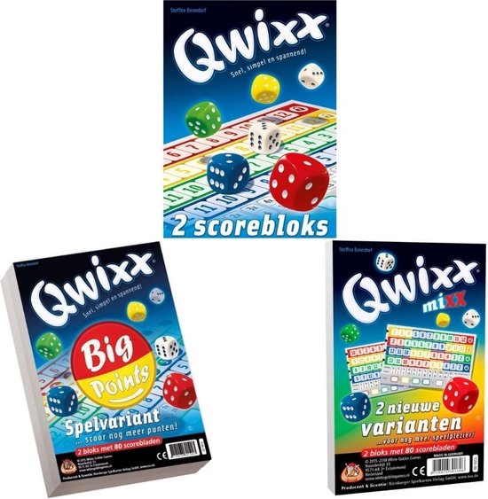 Spellenbundel SCOREBLOKKEN - 3 stuks - Qwixx scoreblocks & Qwixx Big Points & Qwixx Mixx